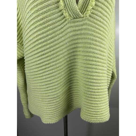 Free People Marlie Slouchy Oversized Sweater Ribbed V-Neck Lime Green Size Large - Picture 5 of 16